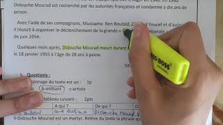 اختبار الفصل الاول لغة فرنسية سنة اولى متوسط