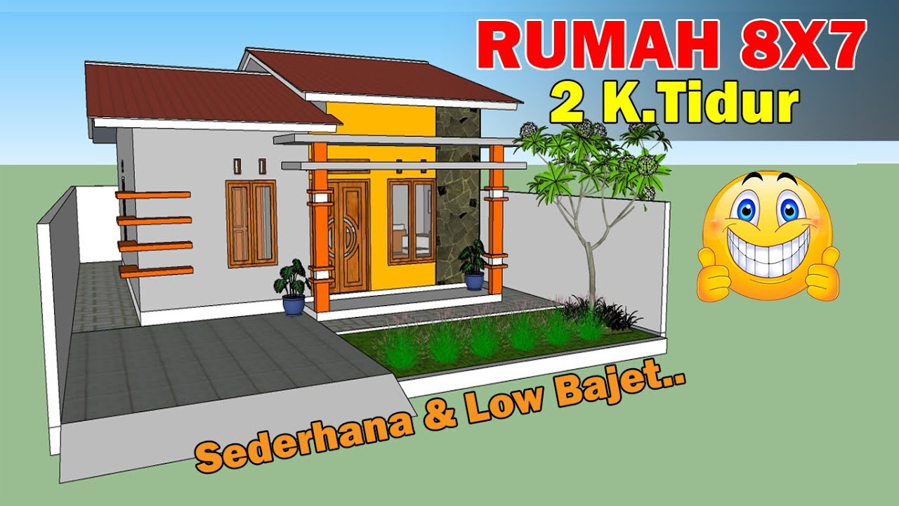 Desain Rumah Sederhana 8X7 Meter Dengan 2 Kamar Tidur YouTube