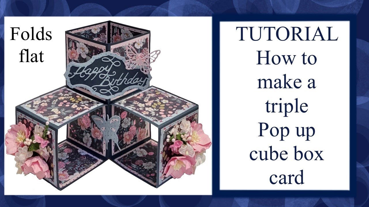 How to TUTORIAL Triple pop up cube box card inches & centimeters. Card ...