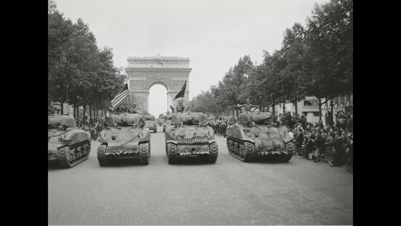 US 28th Division Parades in Paris, France; Celebration (Montesson)