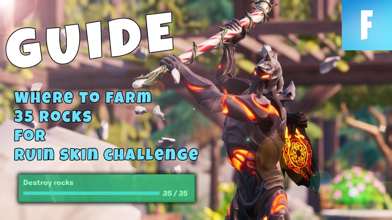 Where to destroy 35 rocks to complete RUIN SKIN Challenge