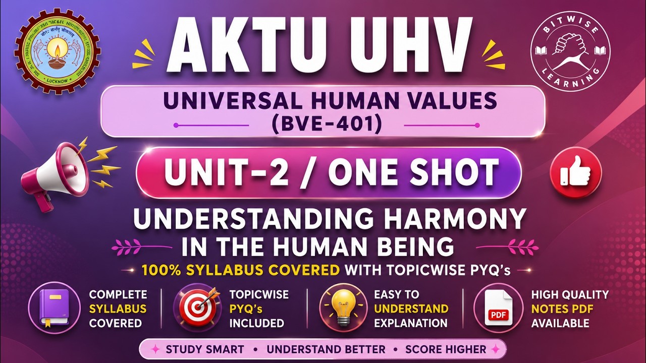 UHV Unit 2 | Understanding Harmony in the Human Being | One Shot | AKTU ...