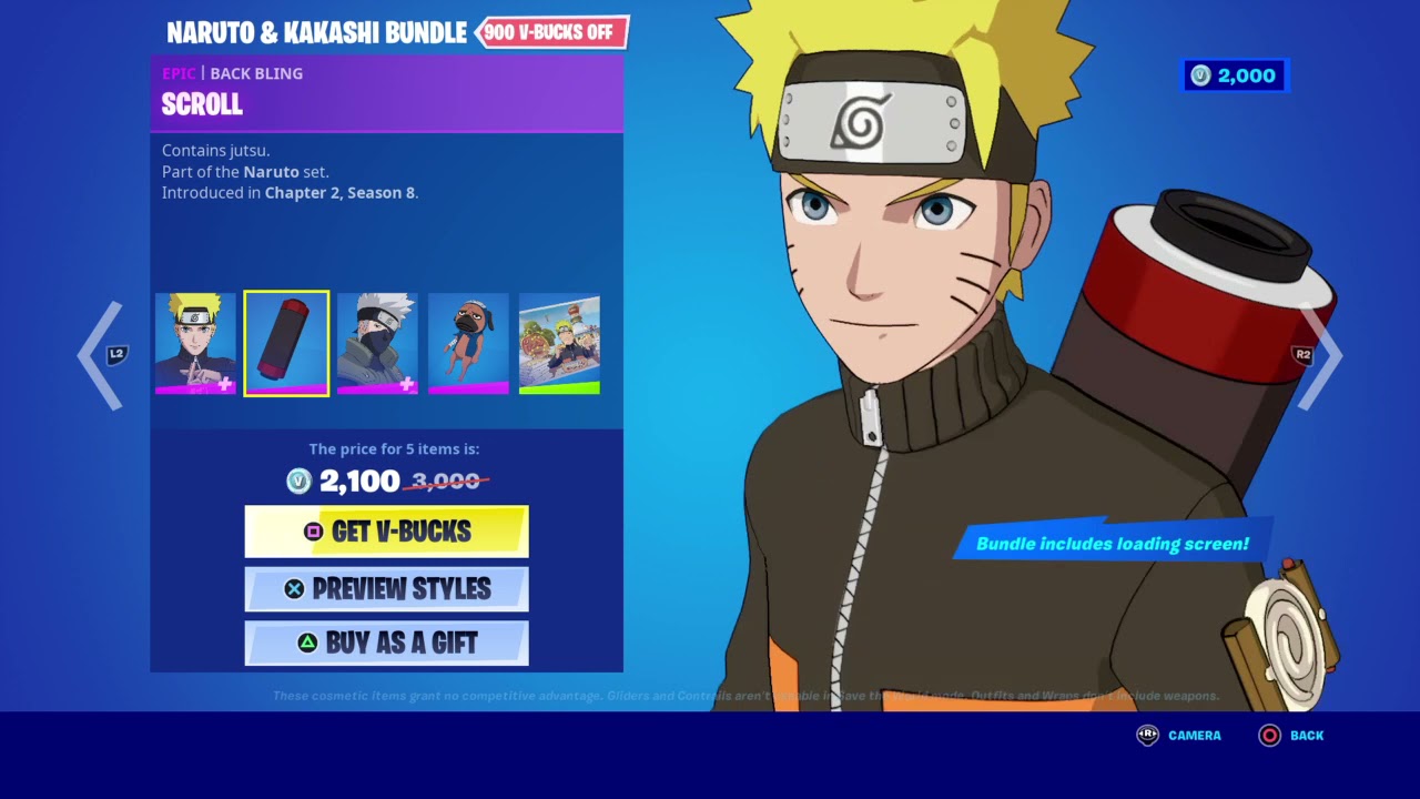 NARUTO & KAKASHI “BUNDLE” (EPIC) 2100 V-BUCKS - FORTNITE CHAPTER 2 SEASON 8  - YouTube