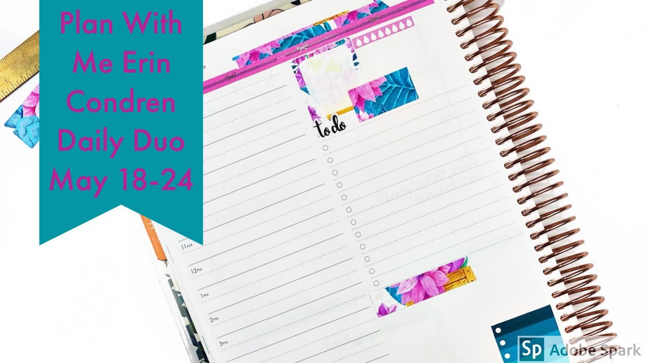 Plan With Me Erin Condren Daily Duo May 18-24 - YouTube