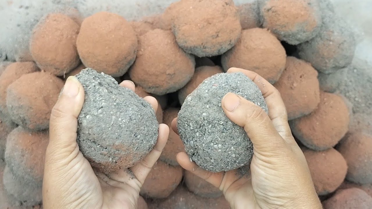 Softttt gritty charcoal ashes texture balls floor crumbling clay pot crumbling 