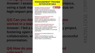 Management Trainee Interview Questions And Answers