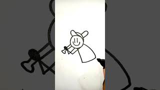 CARTOON OF MAN PLAYING BASEBALL ⚾ 🧢 ll EASY DRAWING ll#shorts