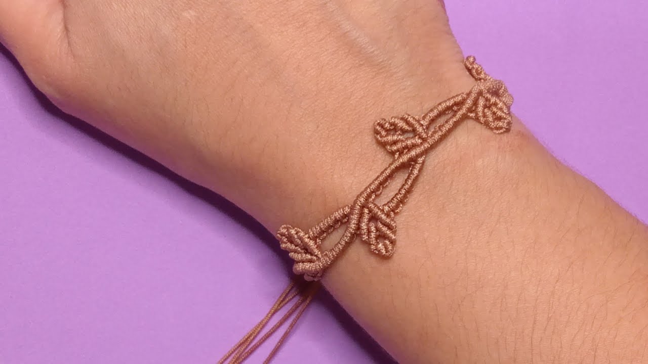 Como fazer Pulseira Macrame com folhas simples e rápida/Tutorial Macrame passo a passo completo.