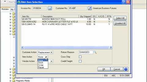 Sage MAS 90 and MAS 200 Training and Demonstration - RMA / RA Processing
