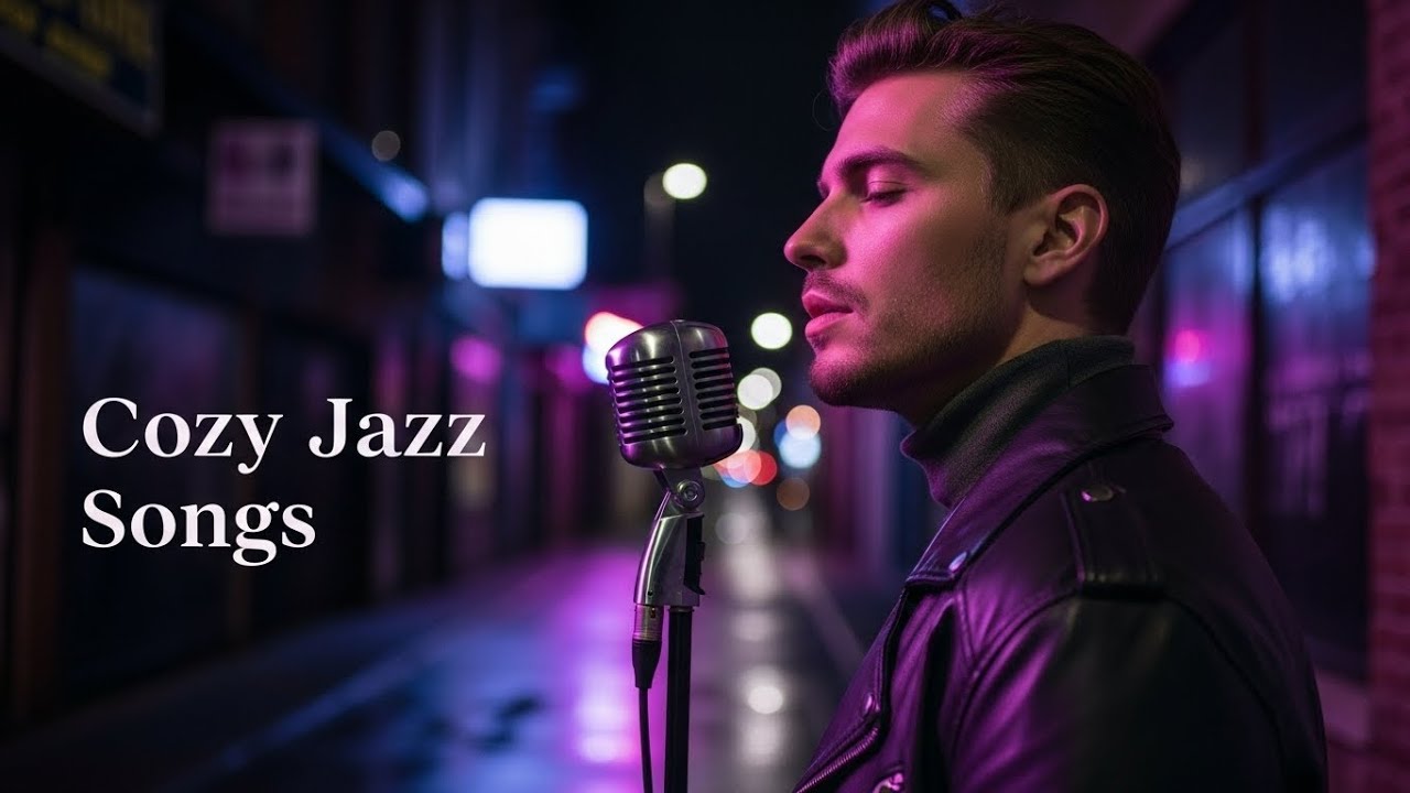 Cozy Jazz Songs 🌃 Neon Alley Midnight Jazz | Male Vocal Smooth Jazz