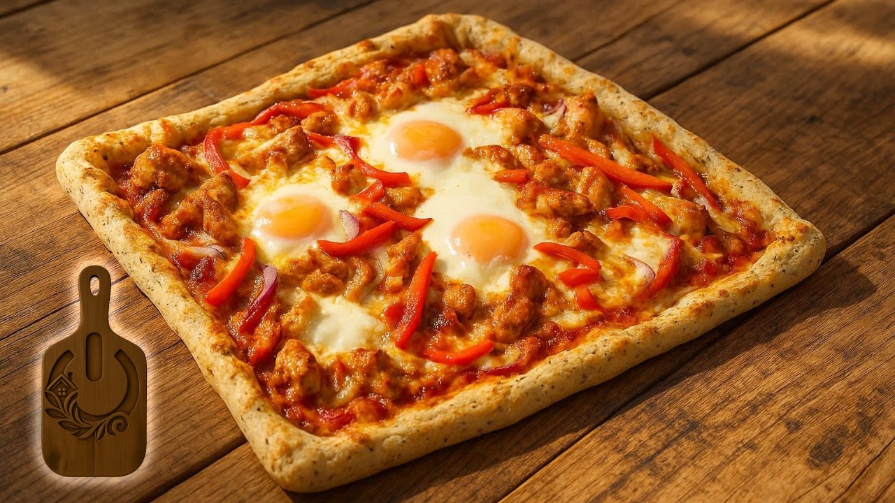 🍕 Лёгкая Домашняя Пицца в Духовке — Тонкое Тесто, Маринованная Курица, Яйца и Полезные Овощи