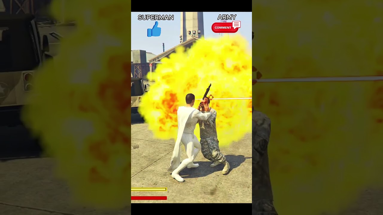 Superman vs Military Base 😱 | GTA 5 -  Superman In Military Base + Six Star Wanted Level Rampage