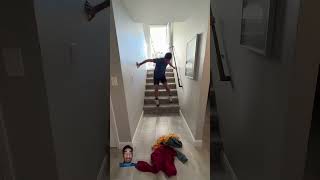 When mom gets home, but you're in rollerblades. #family #basketball