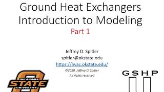 Ground Heat Exchanger Modeling Intro 1 (GSHP-U)