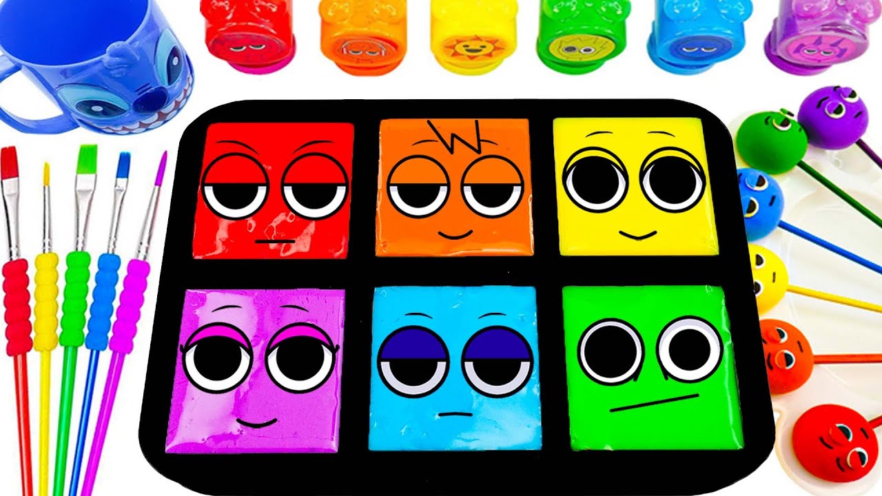 DIY Video-Making Rainbow Sprunki Heart Clay & Mixing Color 6 Slime Sprunki Finger Form Candy ASMR