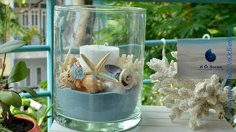 Intro "Lọ thuỷ tinh nến – vỏ sò ốc 11×15 (xanh biển)" | MỸ NGHỆ ỐC BIỂN