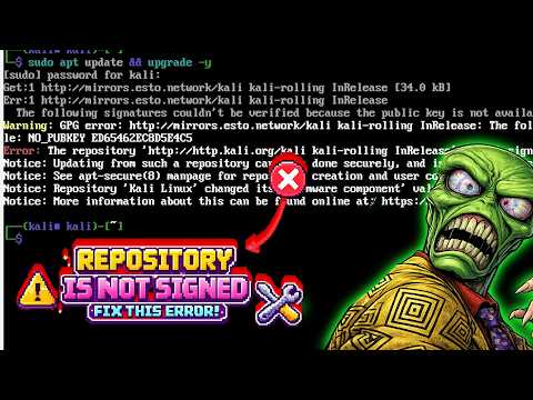 Kali Linux Repository Is Not Signed Fix | NO_PUBKEY | sudo apt update