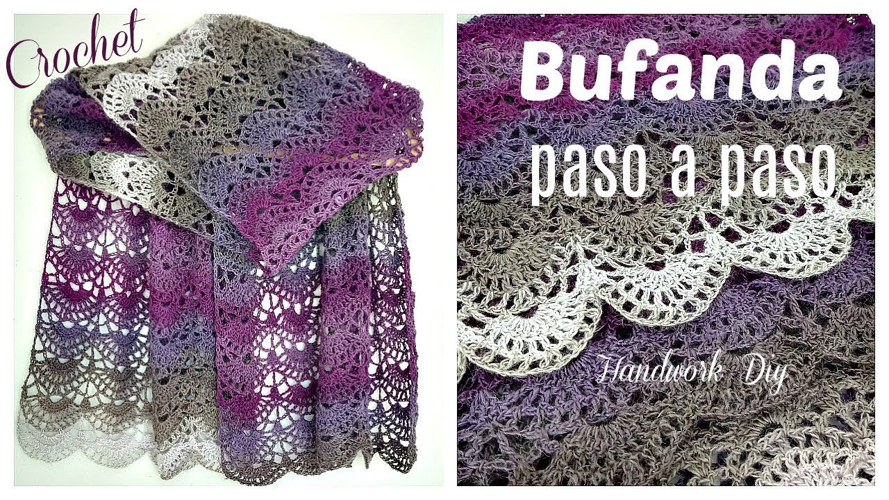 TEJE BUFANDA A CROCHET PASO A PASO