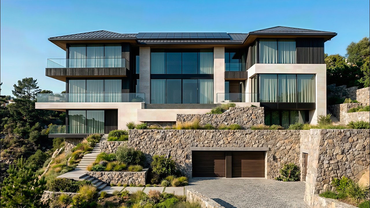 Строительство современного дома на склоне: полный таймлапс строительства и обзор интерьера