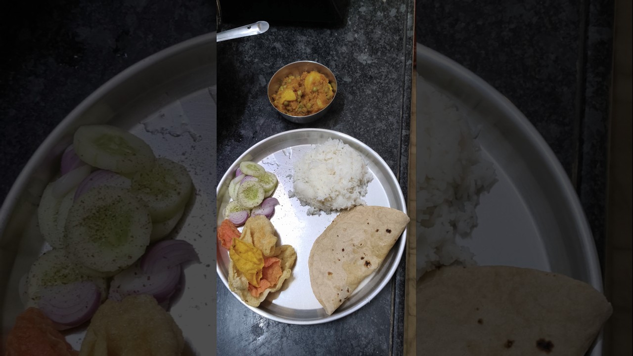 Simple Desi Veg Thali | Aloo Matar Sabzi, Roti, Chawal, Salad, Papad ...