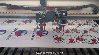 CCD camera double head co2 laser machine cutting engraving 150W with high speed rails