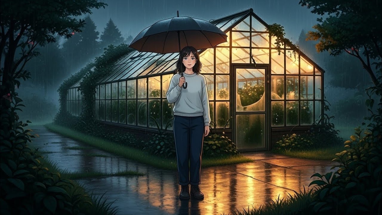 Rainy Weekend in a Glass Greenhouse Turned into a Tiny Home | Cozy Ghibli Asmr