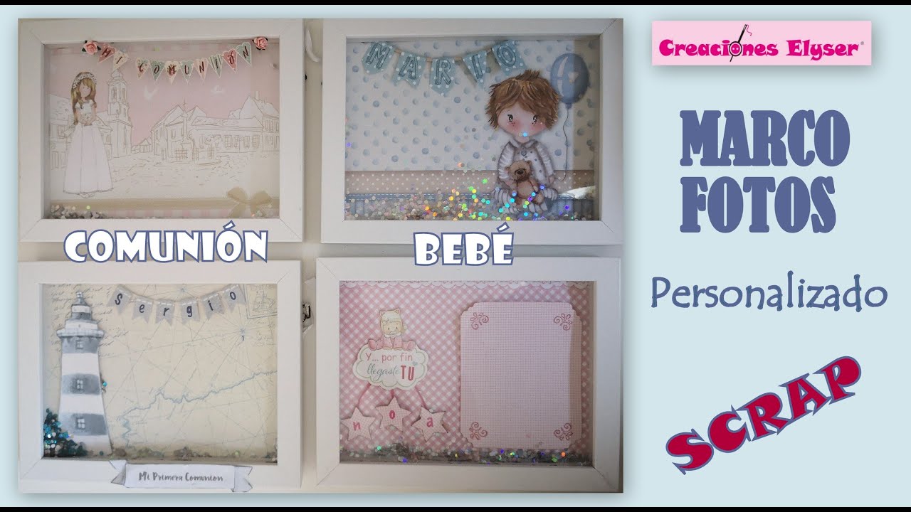 Marco Fotos Scrap para Comunión y Bebé. Creaciones Elyser.