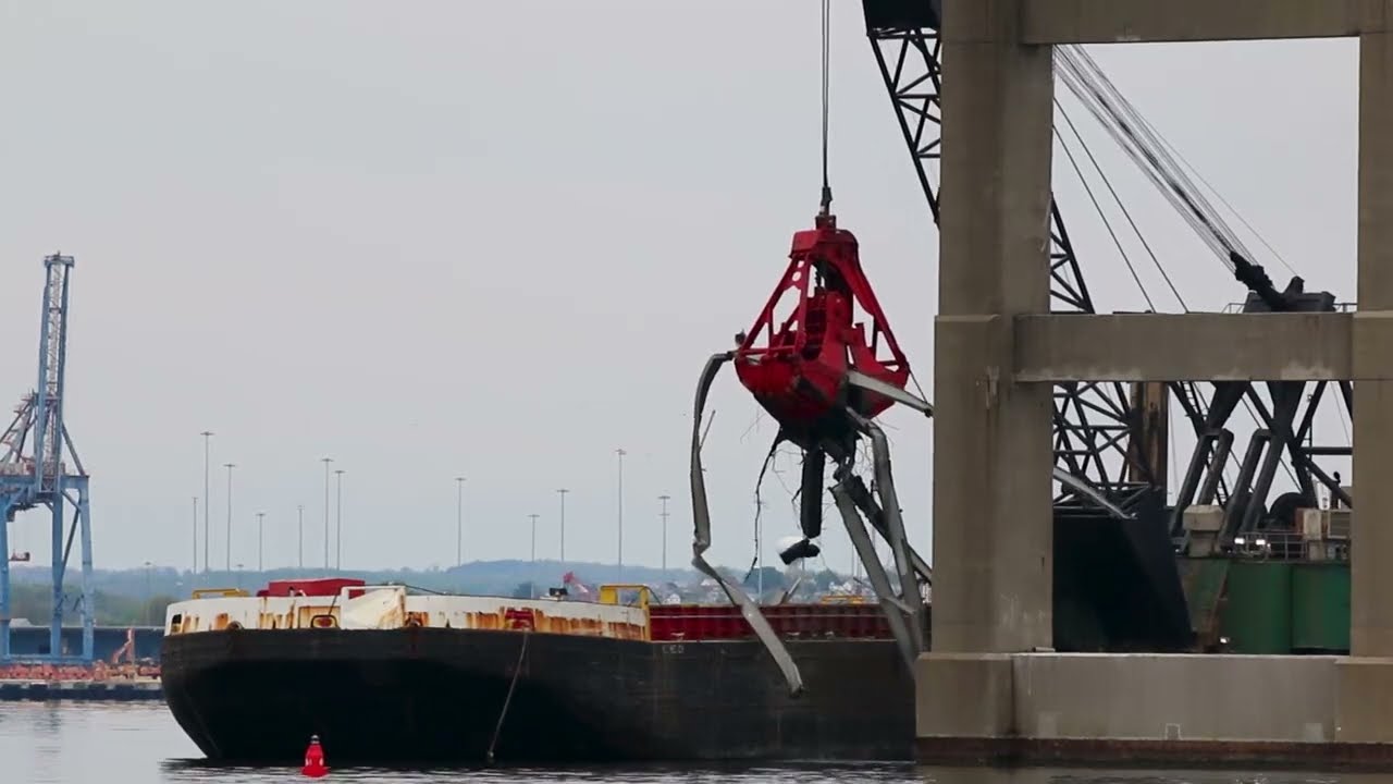 Debris removal is underway to open the Fort McHenry channel