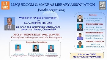 LISQUIZ.COM  & (MALA) Webinar Series-03: Digital preservation