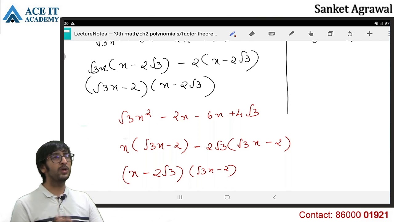 AIA 9th Math Polynomial Factor Theorem lect 4/5 - YouTube