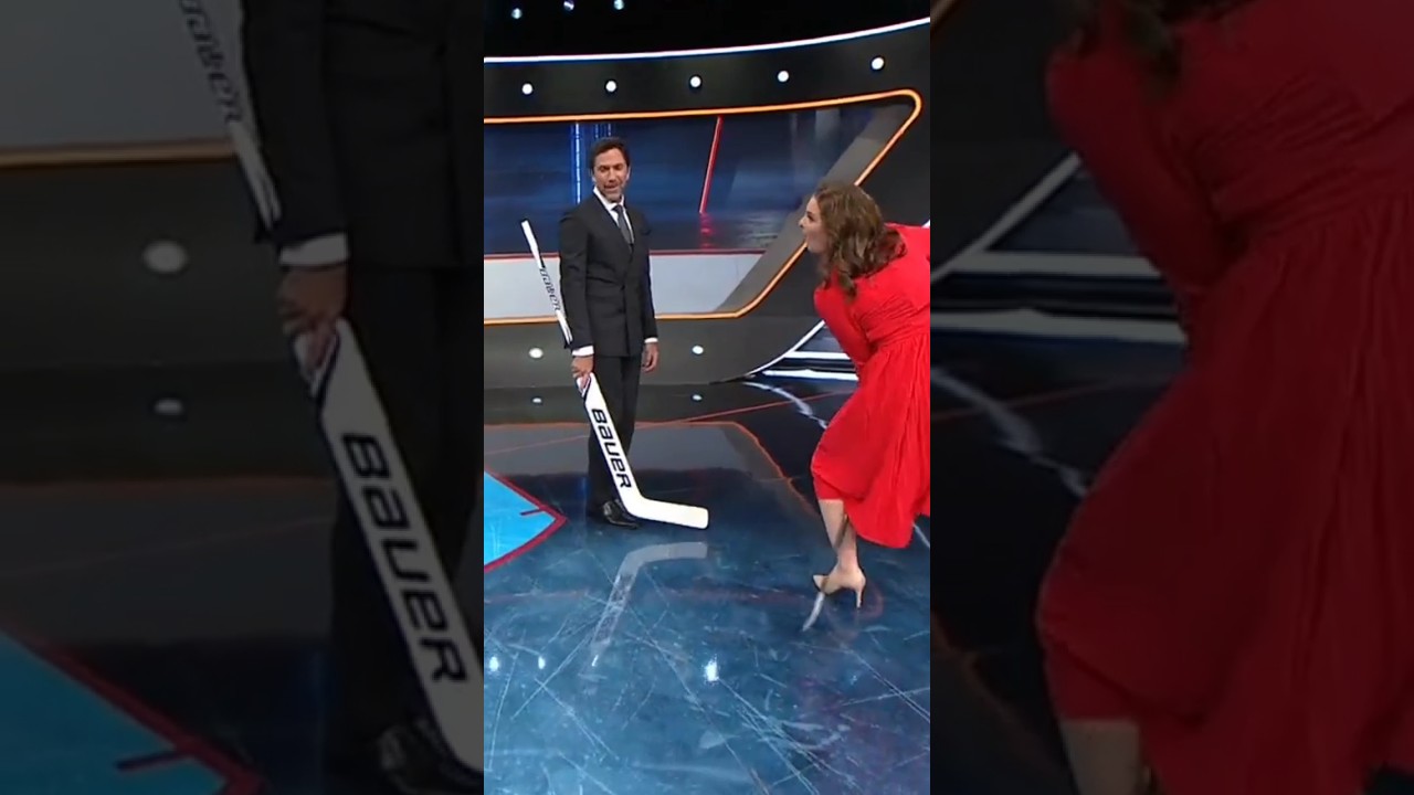 Jennifer Botterill nearly hits Henrik Lundqvist while recreating Zegras'  between-the-legs goal