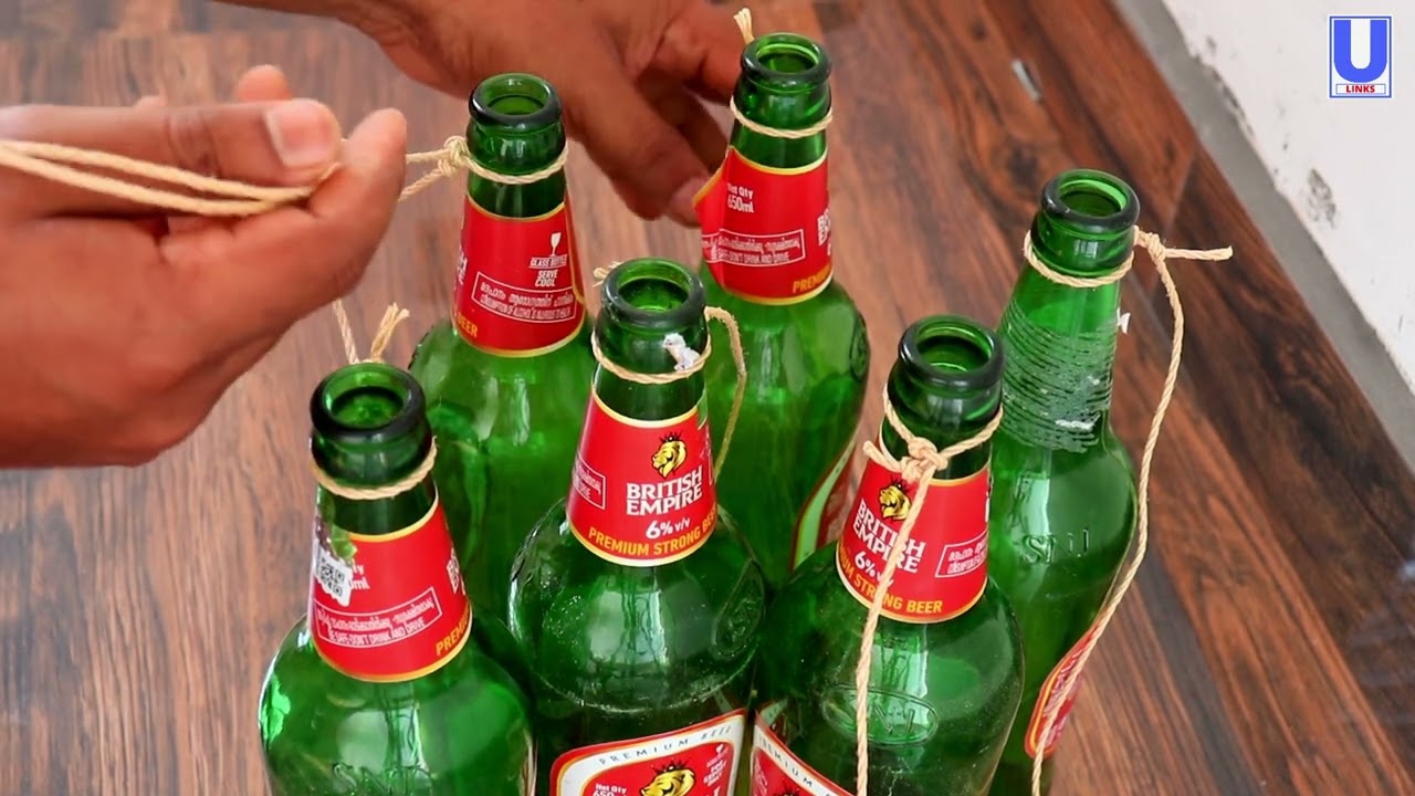 Hanging Beer Bottle Planter Beer bottle crafts YouTube