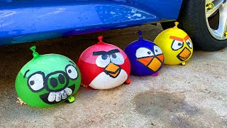 Crushing Crunchy & Soft Things by Car! Experiment: Car vs Angry Birds Balloons screenshot 5
