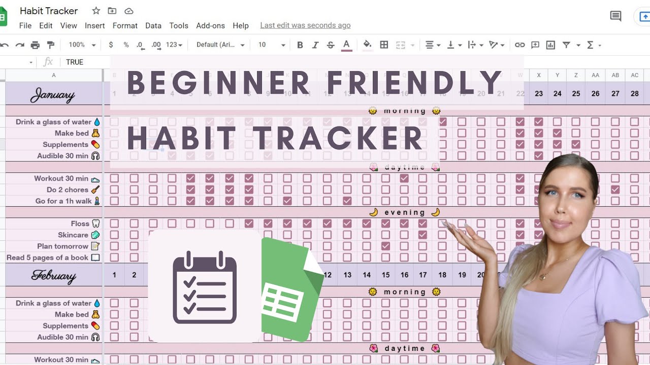 How To Create Habit Tracker With Google Sheets Free Template Youtube