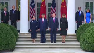 TRUMP and XI JINPING  a SPECTACULAR MILITARY FLYOVER at the ROSE GARDEN in THE WHITE HOUSE