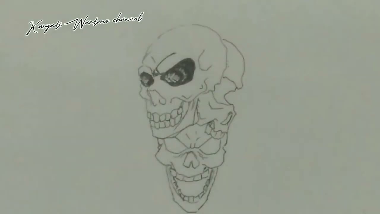 cara menggambar desain tatto skull