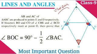 Download lagu Prove that ∠BOC = 90 - 1/2 ∠BAC | Prove that ∠O = 90 - 1/2 ∠A | Lines and Angles Class 9