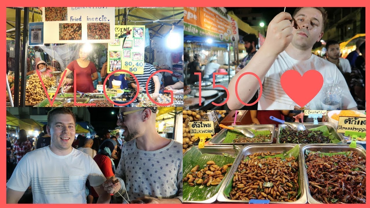 Pork Insect THAILAND VLOG- 7 FOOD IS LIFE! EATING FRIED INSECTS + PORK LIVER AND ...