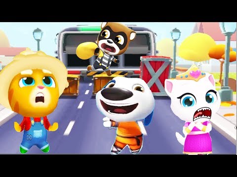 talking-tom-gold-run---farmer-ginger-princess-angela-and-kung-fu-hank-vs-boss-raccoon!