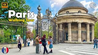 🇫🇷  Paris Walking Tour  🌸 Spring in Beautiful Parc Monceau 🌿 France 4k60fps