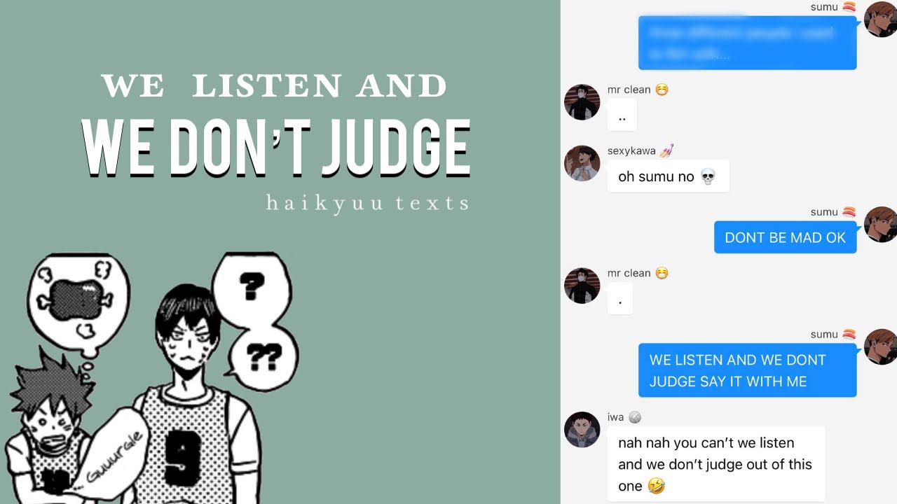 we listen and we don’t judge (messy) | haikyuu ships | haikyuu texts