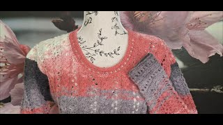🌺 Lehoučký pulovr se vzdušným vzorem.../Feathery pullover with airy pattern... 🩷🩶🤍