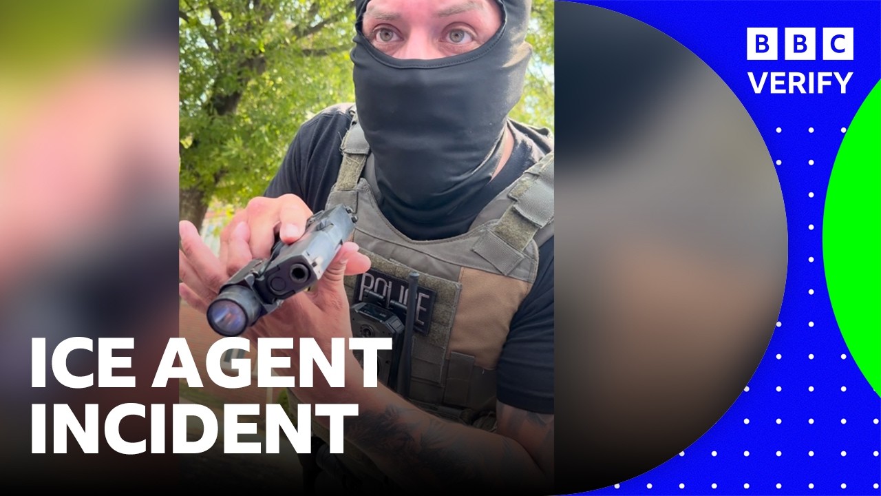 BBC Verify speaks to woman who filmed ICE agent pointing gun at her | BBC News