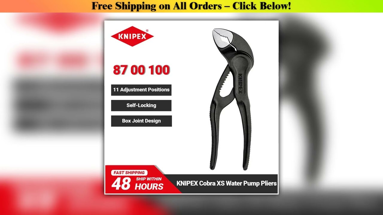 KNIPEX Cobra XS 87 00 100 Water Pump Pliers 4 Inches Polished Plier 11 Adjustment Positions Plier