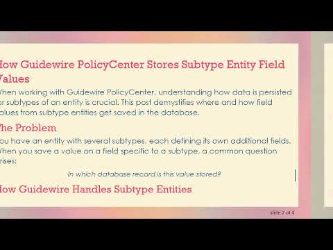 Understanding How Subtype Entity Fields Are Stored in Guidewire PolicyCenter