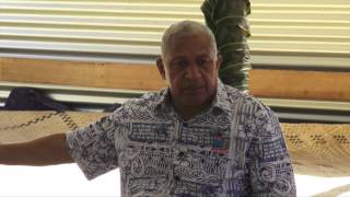 Fijian Prime Minister Voreqe Bainimarama visits Naigani Village in Batiki Island.