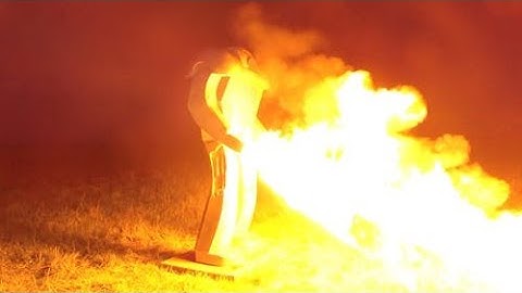 A robot hand with a flame thrower