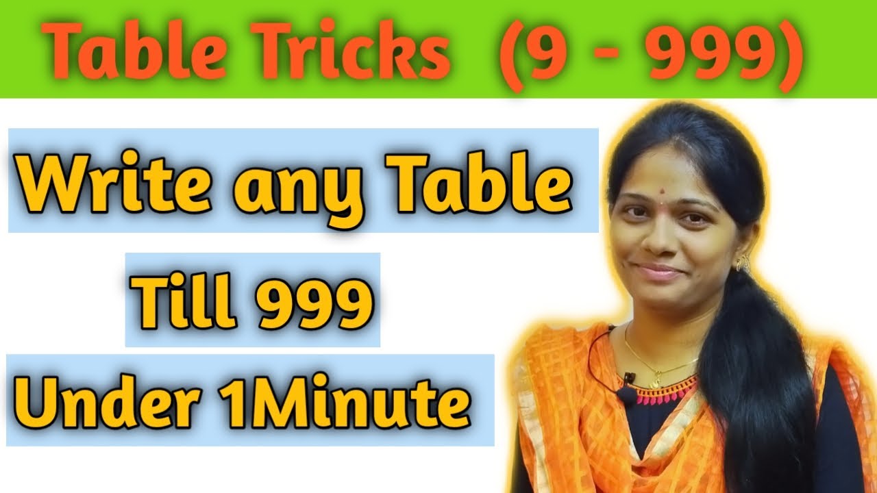 Tables Trick 9 to 999 | One Minute Trick . Easy & Fast Tables Trick ...