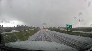 A stretch of 101 south of Eureka on Tuesday as multiple vehicles crashed during a hail storm