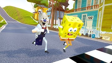 ICE SCREAM VS SPONGEBOB RACES - Hello Neighbor